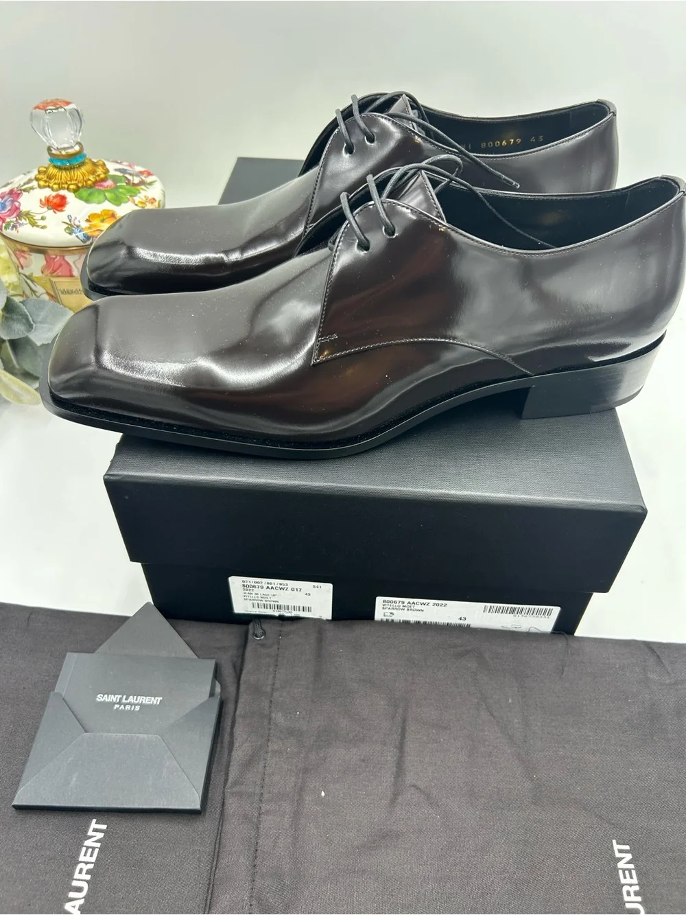 Men's Saint Laurent JEAN Leather, Derby shoes, size 43 made in Italy